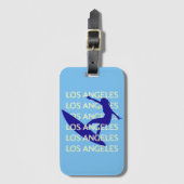 ロサンゼルストラベルアート,カリフォルニア,旅行,青 ラゲッジタグ (正面縦)