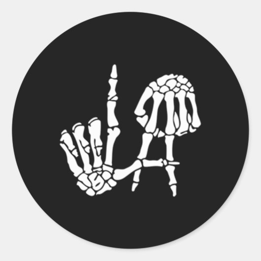 ロサンゼルスハンドサイン骨格 ラウンドシール (正面)