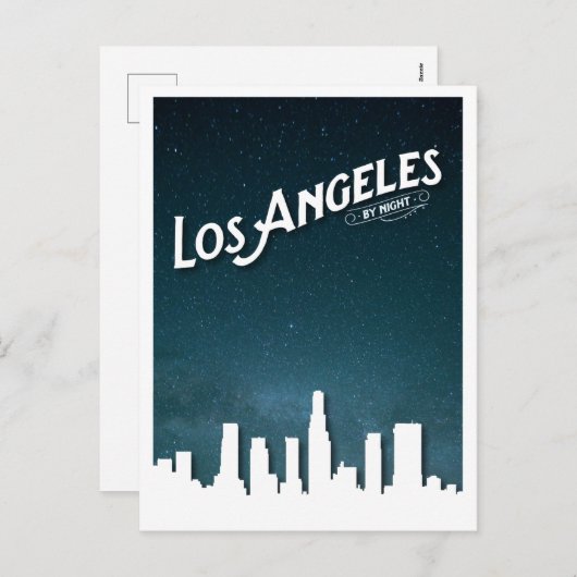 ロサンゼルスバイナイトスカイライン – ロサンゼルス,カリフォルニア シーズンポストカード (正面/裏面)