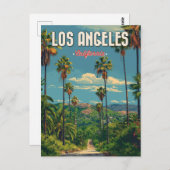 ロサンゼルスパームツリーヴィンテージトラベル ポストカード (正面/裏面)