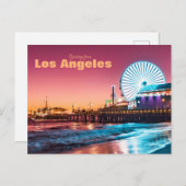 ロサンゼルスピンク&ブルーサンセットサンタモニカピア ポストカード (正面/裏面)