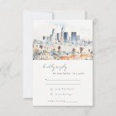 ロサンゼルスミニマルカリフォルニアウォーター結婚カラー 出欠カード (正面)