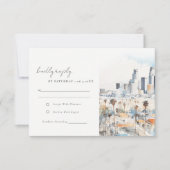 ロサンゼルスミニマルカリフォルニアウォーター結婚カラー 出欠カード (正面)