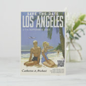 ロサンゼルスヴィンテージウェディングトラベルQRコード セーブザデート (スタンド正面)