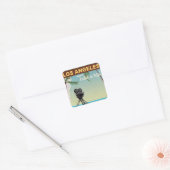 ロサンゼルスヴィンテージカメラビーチ旅行ポスター スクエアシール (封筒)