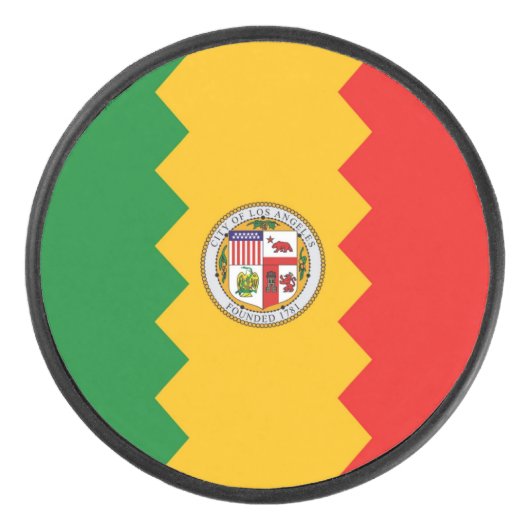 ロサンゼルス国旗と愛国的なホッケーパック アイスホッケーパック (正面)