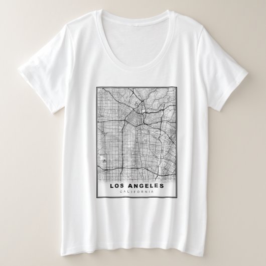 ロサンゼルス地図 プラスサイズTシャツ (デザイン正面)
