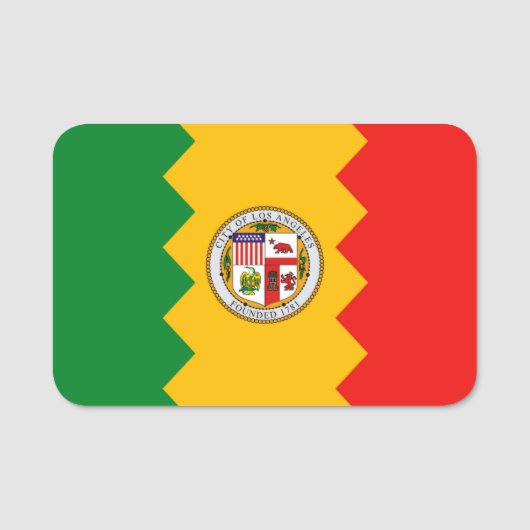 ロサンゼルス市旗の付いた愛国的な名札 名札 (正面)