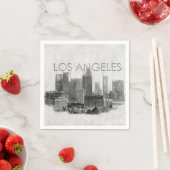ロサンゼルス市街のスカイラインスケッチ スタンダードカクテルナプキン (インサイチュ)