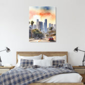 ロサンゼルス水彩画 キャンバスプリント (インサイチュ (寝室))