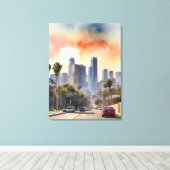 ロサンゼルス水彩画 キャンバスプリント (インサイチュ (ウッドフロア))