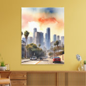 ロサンゼルス水彩画 キャンバスプリント (インサイチュ (リビング))
