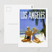 ロサンゼルス、カップルのビーチ、ヴィンテージ ポストカード (正面/裏面)