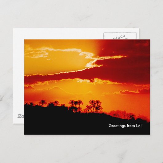 ロサンゼルス・カリフォルニアの夕日 ポストカード (正面/裏面)