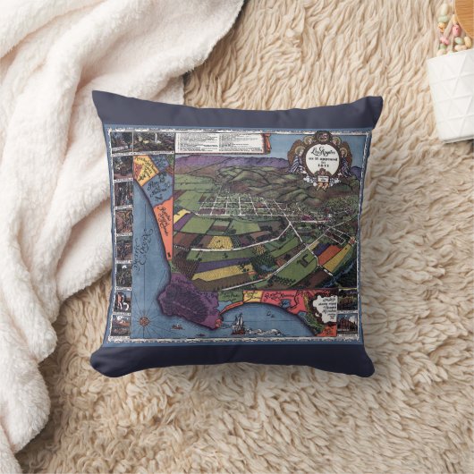 ロサンゼルス,カリフォルニア州アンティーク航空市地図 クッション (ブランケット)