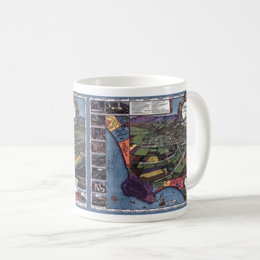 ロサンゼルス，カリフォルニア州アンティーク航空市地図 コーヒーマグカップ (正面右)