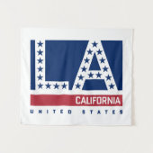 ロサンゼルス、カリフォルニア|の赤く、白く及び青のスカイライン タペストリー (正面(横))