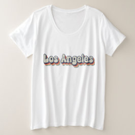 ロサンゼルス カリフォルニア クロームシティ クラシック アート プラスサイズTシャツ