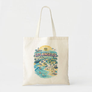 ロサンゼルス カリフォルニア ビーチライフ イラスト トートバッグ