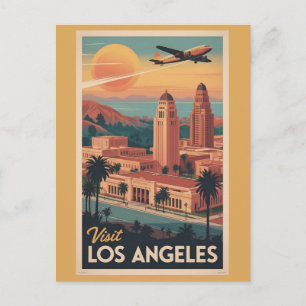 ロサンゼルス カリフォルニア レトロ都市スカイライン ポストカード