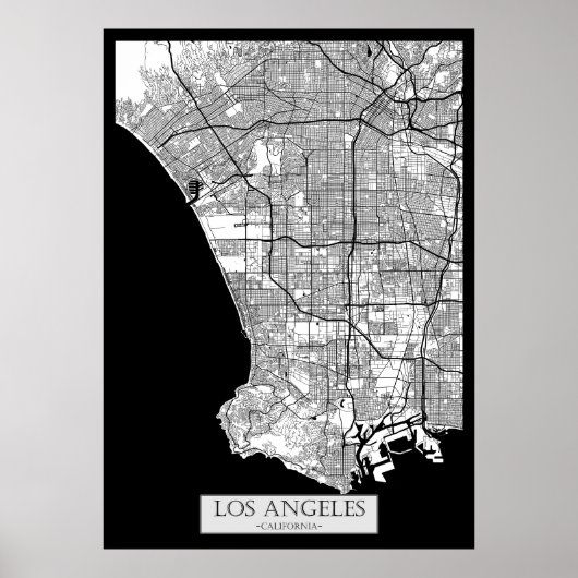 ロサンゼルス カリフォルニア 地図 ポスター (正面)