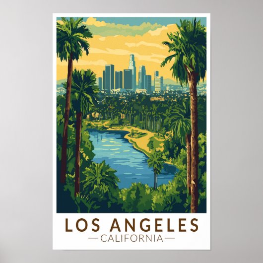 ロサンゼルス カリフォルニア 旅行 アート ヴィンテージ ポスター (正面)