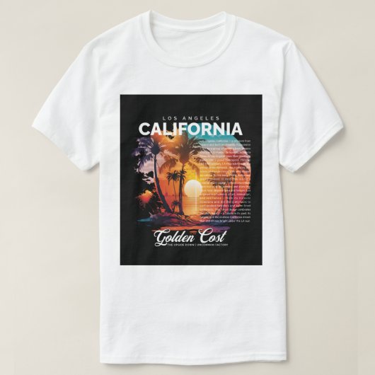 ロサンゼルス カリフォルニア Tシャツ - ゴールデンコーストの雰囲気 (デザイン正面)