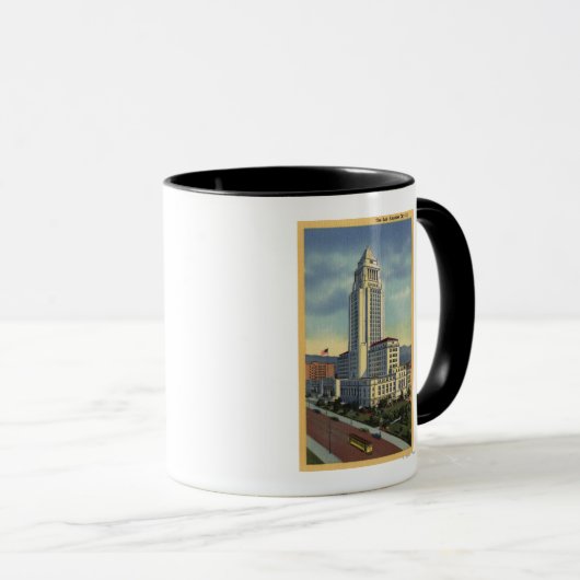 ロサンゼルス,カリフォルニアAシティホールの景色 マグカップ (正面右)