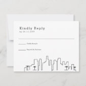 ロサンゼルス、カリ結婚ズ |スタイル化されたスカイラインRSVP 出欠カード (正面)