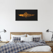 ロサンゼルス・シティスカイライン - オレンジ キャンバスプリント (インサイチュ (寝室))
