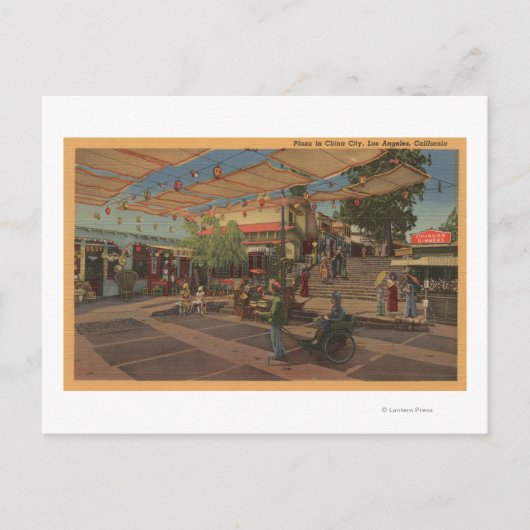 ロサンゼルス、チャイナタウンの広場の風景 ポストカード (正面)
