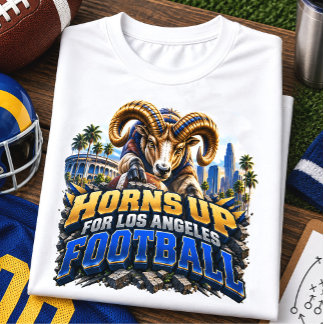 ロサンゼルス フットボール ファンのための「Horns Up」デザイン Tシャツ