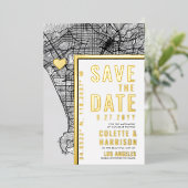 ロサンゼルス・ラブ・ロケーター | 結婚式　保存日 箔招待状 (立ち正面)
