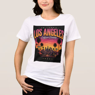 ロサンゼルス レトロ サンセット スカイライン カリフォルニア ドリーム トライブレンドＴシャツ