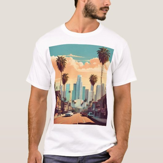 ロサンゼルス・ヴィンテージ・ポスター Tシャツ (正面)