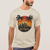 ロサンゼルス 日没 スカイライン ヴィンテージ Tシャツ (正面)