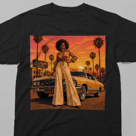 ロサンゼルス 70年代 レトロ 黒人女性 LA Tシャツ
