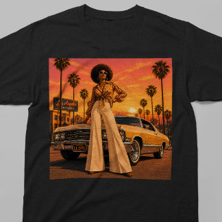 ロサンゼルス 70年代 レトロ 黒人女性 LA Tシャツ