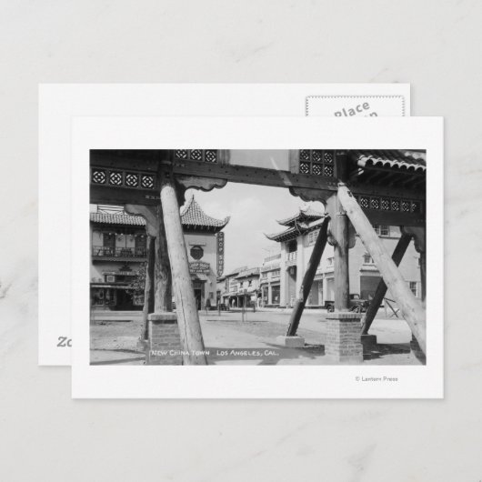 ロサンゼルス、CAニューチャイナタウン通りシーン ポストカード (正面/裏面)