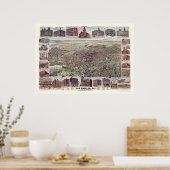 ロサンゼルス、CAパノラママップ – 1891 ポスター (キッチン)