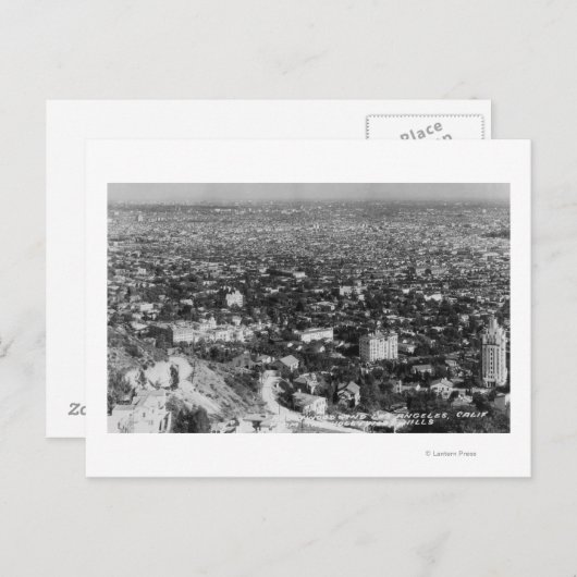 ロサンゼルス、CAビューオブハリウッドヒルズ ポストカード (正面/裏面)