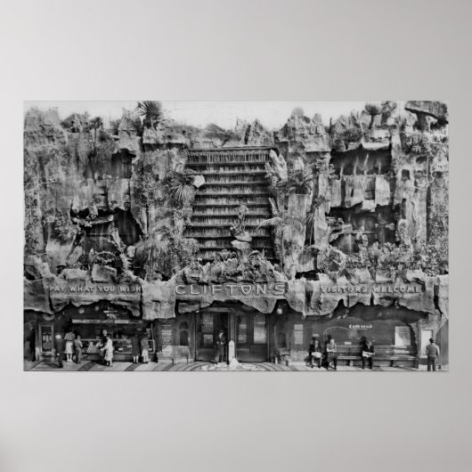 ロサンゼルス、CA View of Clifton's Pacific Seas ポスター (正面)