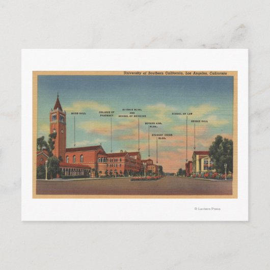 ロサンゼルス、CAView of USC Campus ポストカード (正面)