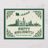 ロサンゼルスCAスカイラインハッピーホリデイズハガキ シーズンポストカード (正面)