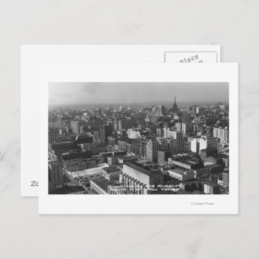 ロサンゼルスCAダウンタウンビュー – シティホール ポストカード (正面/裏面)