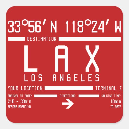 ロサンゼルスLAX国際的空港コードIATA スクエアシール (正面)