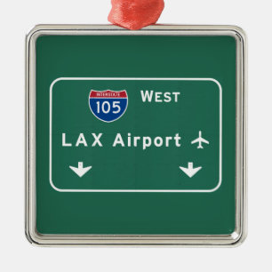 ロサンゼルスLAX空港I-105 W州連帯カリフォルニア- メタルオーナメント