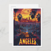 ロサンゼルスUSAヴィンテージイラストレーション旅行 ポストカード (正面/裏面)