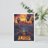 ロサンゼルスUSAヴィンテージイラストレーション旅行 ポストカード (スタンド正面)