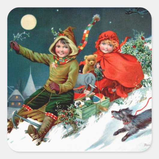 ロサC. Petherick：クリスマスショッピング スクエアシール (正面)